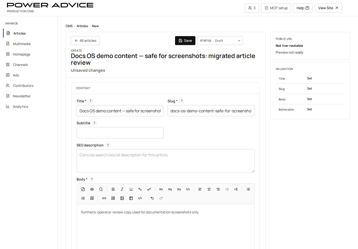 Authenticated Articles workflow