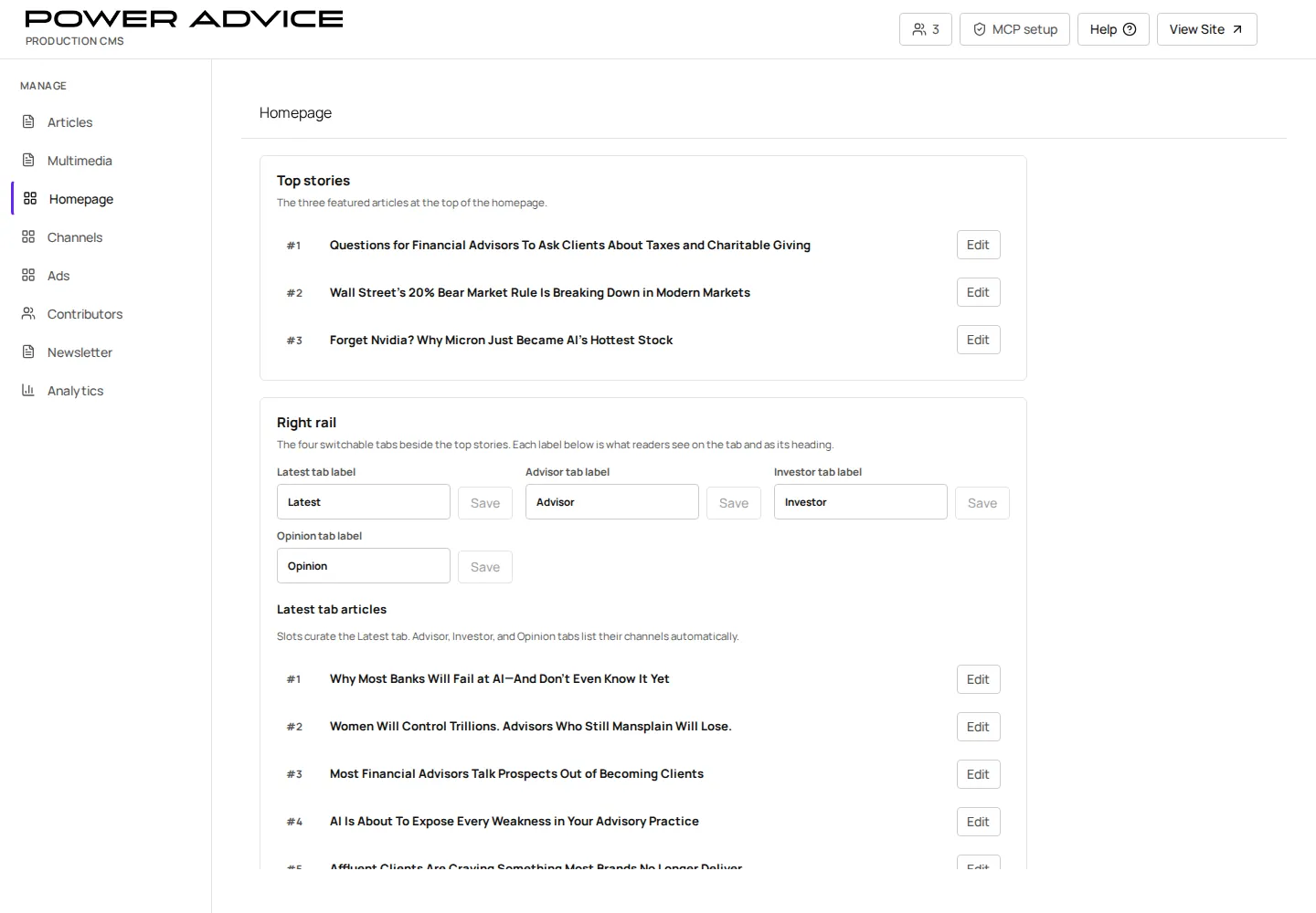 Authenticated Homepage workflow